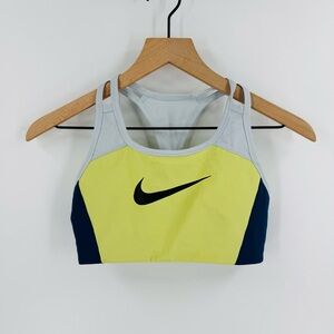 Nike Sports Bra Size M Yellow Gray Blue Dri-Fit Athletic Training